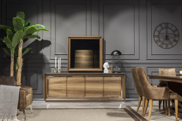 Miroir mural luxueux avec cadre brun moderne
