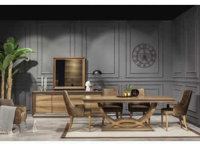 Fauteuil luxueux rembourré avec design en cuir marron pour la cuisine