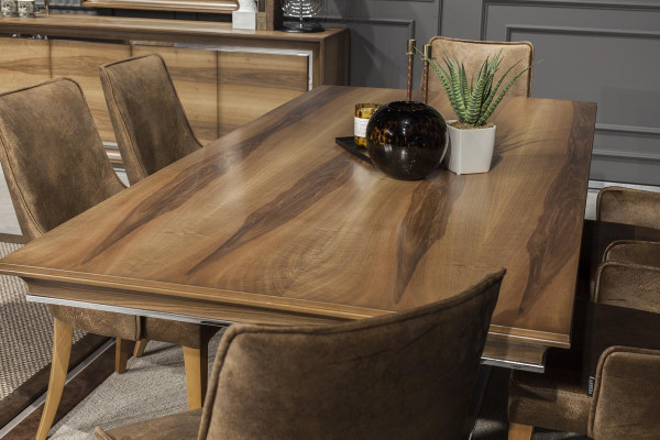Ensemble de table à manger luxueux avec 4 chaises et buffet réglable 5 pièces