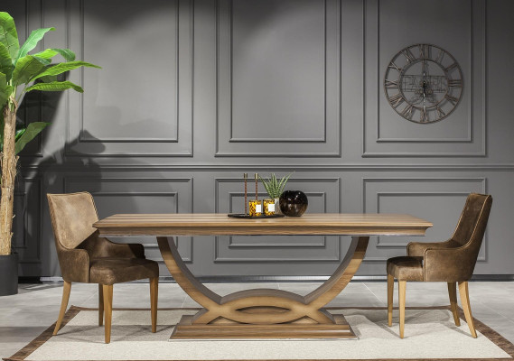 Ensemble de table à manger luxueux avec 4 chaises et buffet réglable 5 pièces