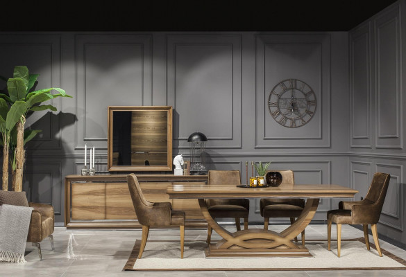 Table à manger luxueuse 207x101cm Meuble en bois élégant