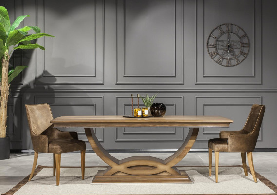 Table à manger luxueuse 207x101cm Meuble en bois élégant