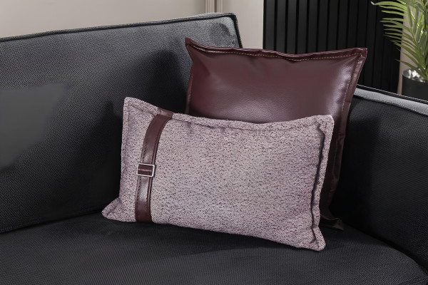 Mobilier de style italien, canapé gris, coussins, loft, 3 pièces