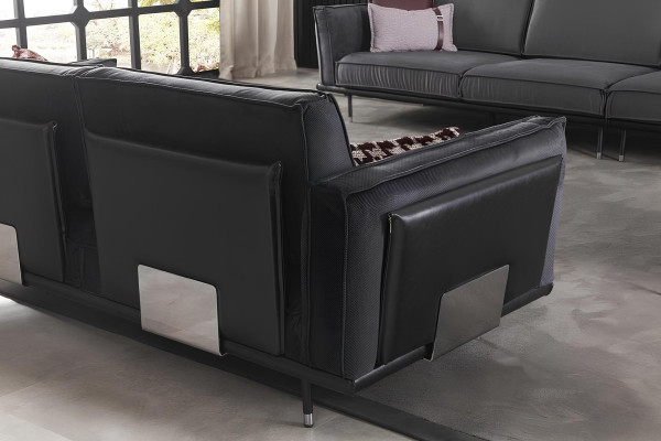 Mobilier de style italien, canapé gris, coussins, loft, 3 pièces