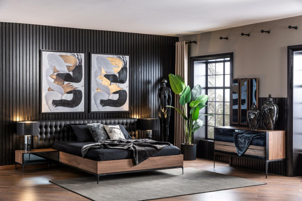 Lit double luxueux 160x200 cm meuble moderne