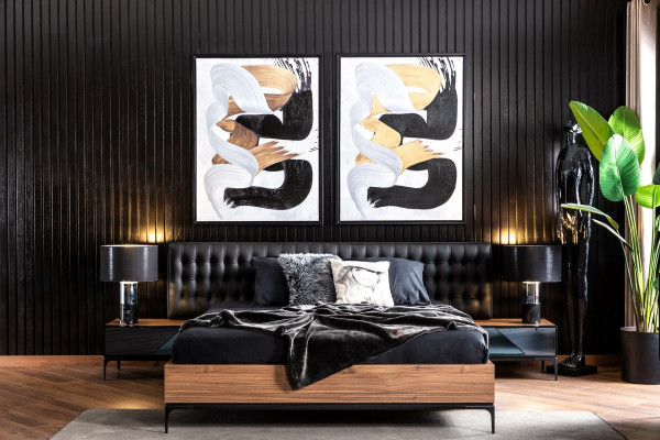 Lit double luxueux 160x200 cm meuble moderne