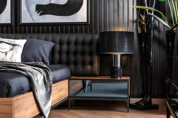 Lit double luxueux 160x200 cm meuble moderne
