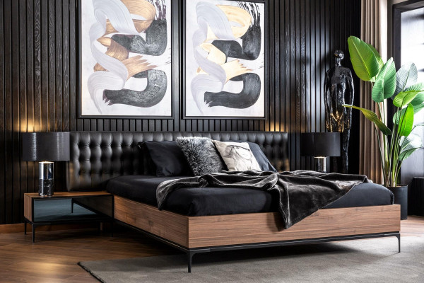 Table de nuit luxueuse avec portes en verre marron