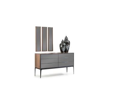 Commode noire pratique pour la chambre avec 139 cm d'espace de rangement