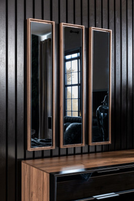 Miroir de luxe trois avec cadre marron