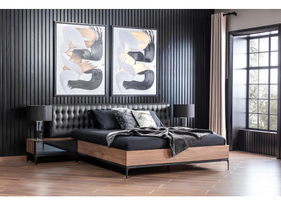 Ensemble de meubles de chambre à coucher parfait avec lit, tables de chevet et armoire 4 pièces.