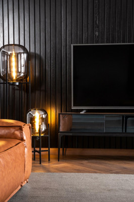 Armoire en beige, noir et brun pour le salon