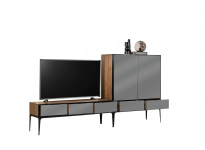 Armoire en beige, noir et brun pour le salon