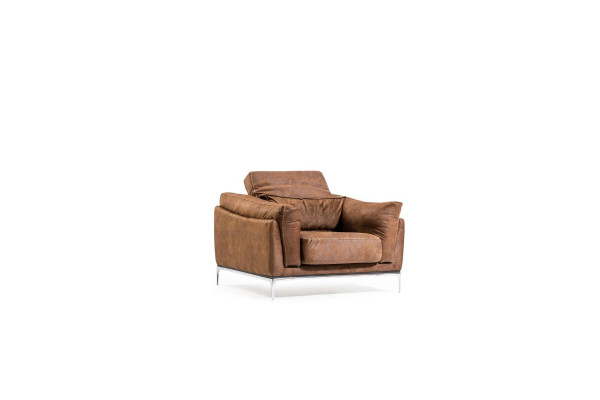 Fauteuil moderne marron, doux, luxueux, confortable, pour une personne