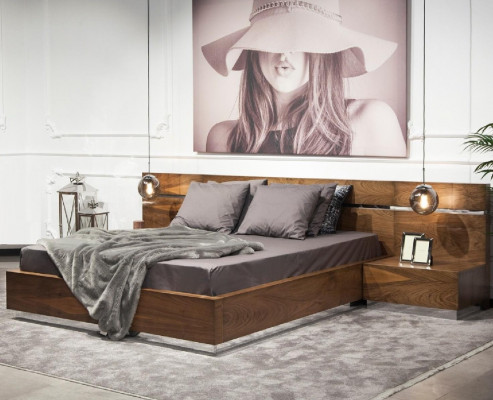 Ensemble de meubles de chambre à coucher avec lit, tables de nuit et commode, qualité hôtelière, 5 pièces