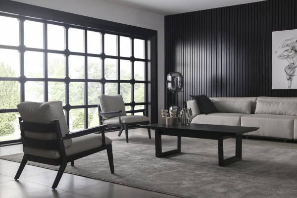 Chaise de détente luxueuse avec cadre noir