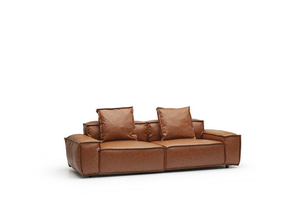 Canapé 3 places de 240 cm avec un coussin confortable marron pour le salon