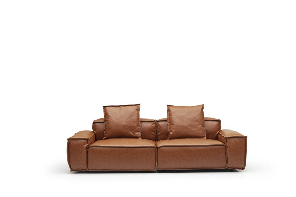 Canapé 3 places de 240 cm avec un coussin confortable marron pour le salon