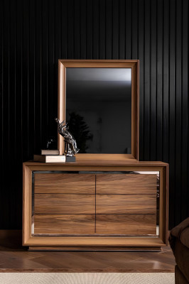 Ensemble de meubles de chambre à coucher parfait, comprenant une armoire, des tables de nuit et un lit en 5 pièces.