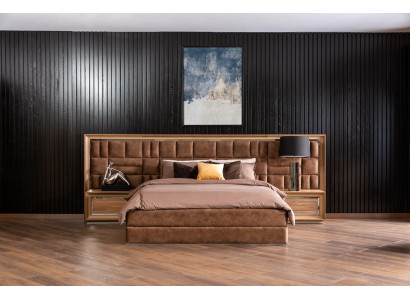 Ensemble de meubles de chambre à coucher comprenant un lit, une armoire et 2 tables de nuit, 4 pièces.