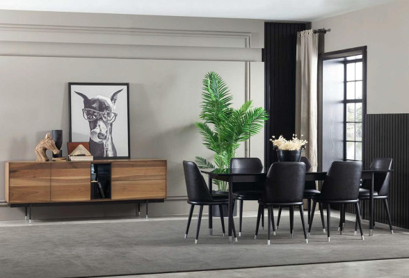 Meubles de cuisine Mustat 7 pièces avec des chaises modernes et confortables