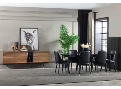 Meubles de cuisine Mustat 7 pièces avec des chaises modernes et confortables