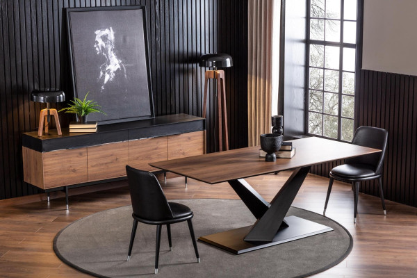 Fauteuil en cuir noir luxueux, chaises rembourrées, meubles design pour le salon et la cuisine
