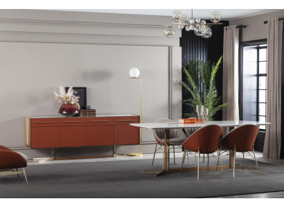 Table à manger moderne, luxueuse et confortable en blanc