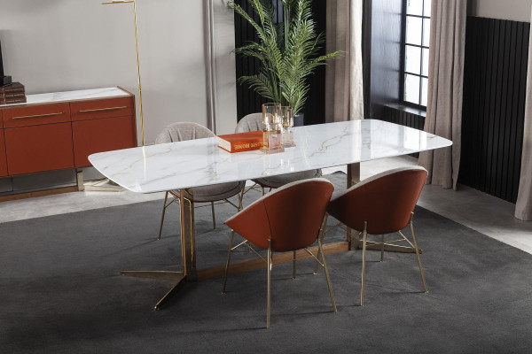 Chaise de cuisine rembourrée de luxe au design loft gris