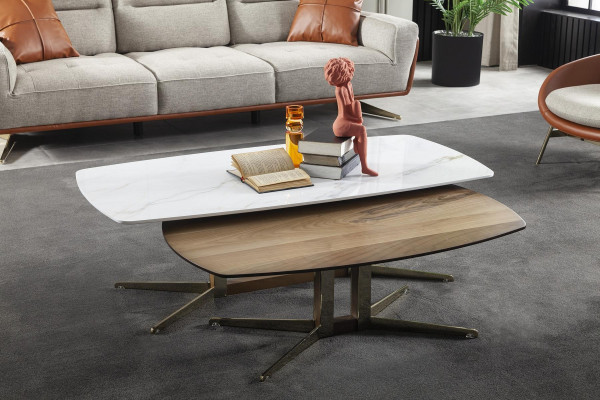 Deux tables basses, tables mobiles luxueuses pour le salon, table en bois 2 pièces.