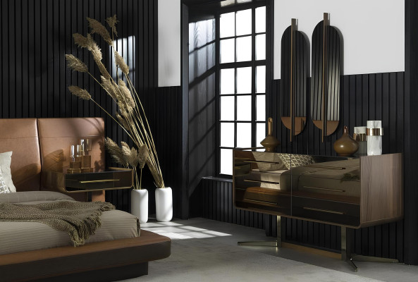 Ensemble de meubles de chambre à coucher luxueux avec lit, commode et armoire 6 pièces