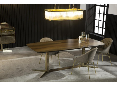 Chaise grise en tissu, chaise de cuisine avec des pieds dorés