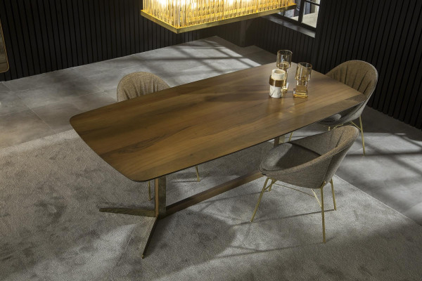 Chaise grise en tissu, chaise de cuisine avec des pieds dorés