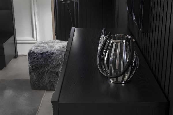 Ensemble de meubles de chambre à coucher noir 4 pièces, ensemble luxueux avec nouveau rangement