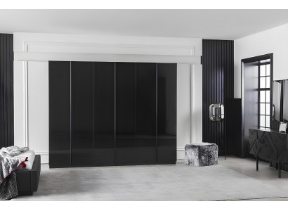 Ensemble de meubles de chambre à coucher noir 4 pièces, ensemble luxueux avec nouveau rangement