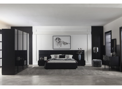 Meuble de chambre à coucher en bois noir de 264 cm