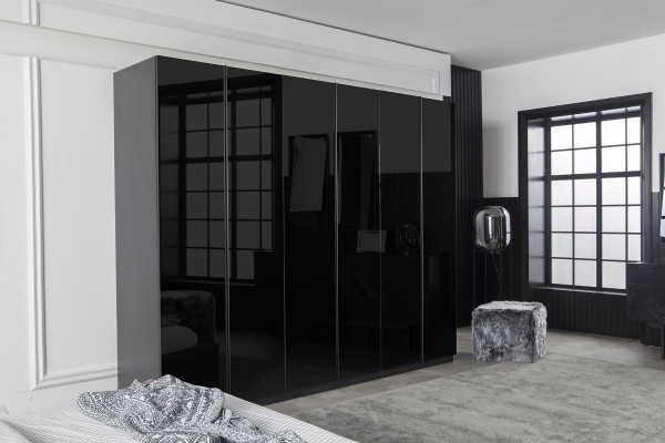 Meuble de chambre à coucher en bois noir de 264 cm