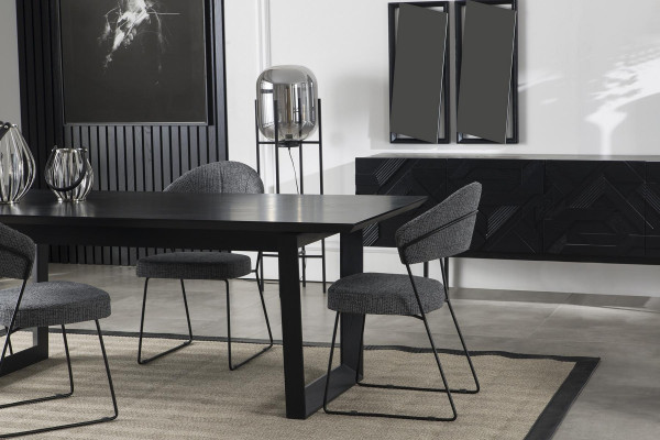 Ensemble de salle à manger avec table et 4 chaises rembourrées, 5 pièces