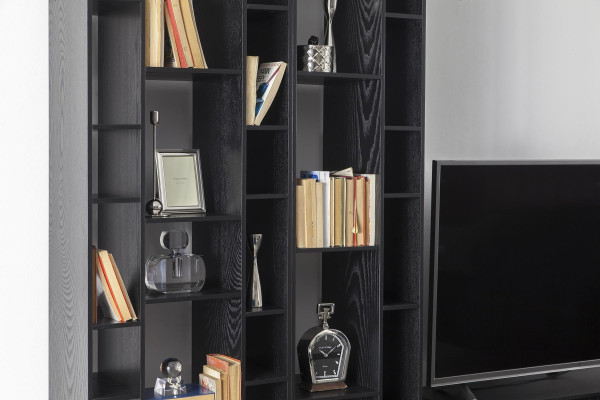 Mur de salon noir de haute qualité avec armoire et table à deux pièces