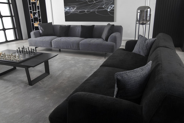 Canapé gris 4+1 places avec coussins amovibles, 3 pièces