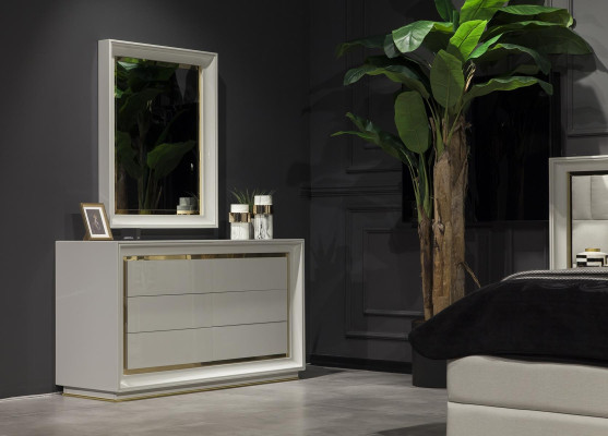 Commode blanche moderne avec miroir et tiroir de rangement