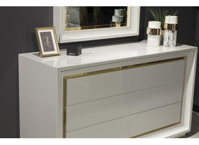 Commode blanche moderne avec miroir et tiroir de rangement