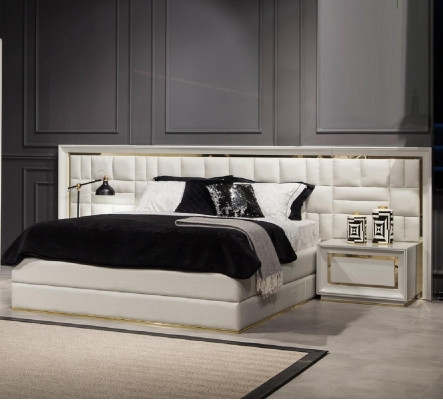 Lit de luxe moderne 160x200 cm en blanc