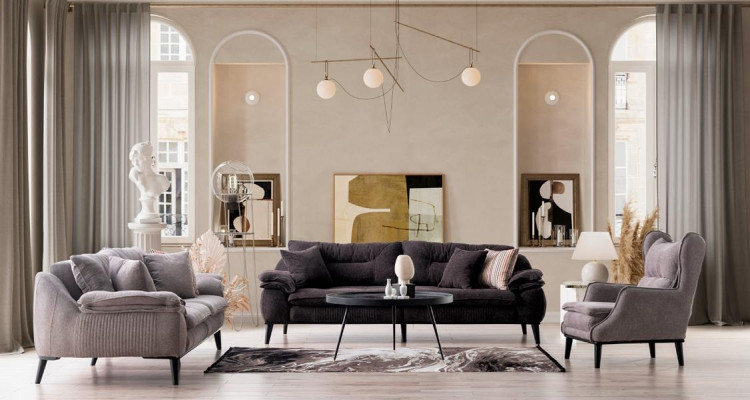 Ensemble de canapé de jardin confortable 3+1+1