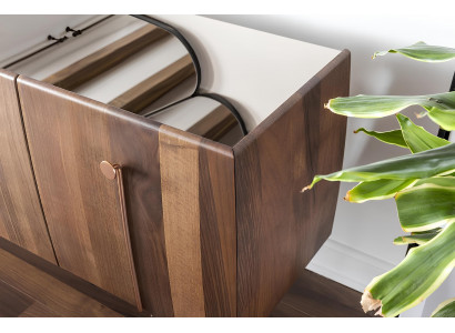 Ensemble de table de 10 pièces avec chaises et buffet en bois brun