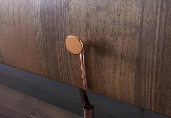 Ensemble de table de 10 pièces avec chaises et buffet en bois brun