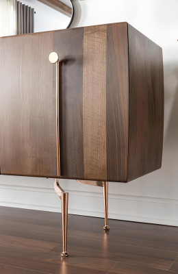 Armoire mobile avec miroir en bois brun, ensemble de 2 pièces