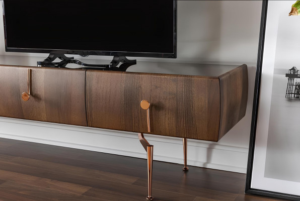 Table de télévision en bois mobile marron