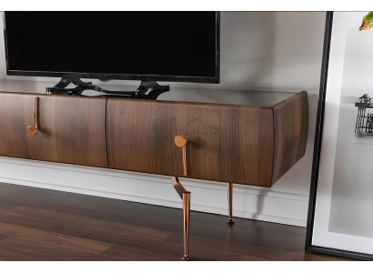 Table de télévision en bois mobile marron