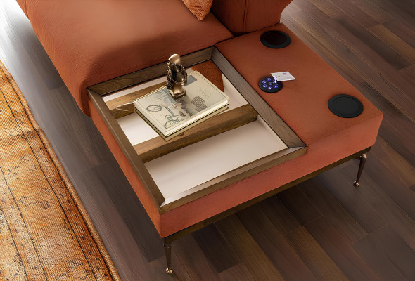 Canapé 321 trois places en tissu Tonal Bleu-Orange